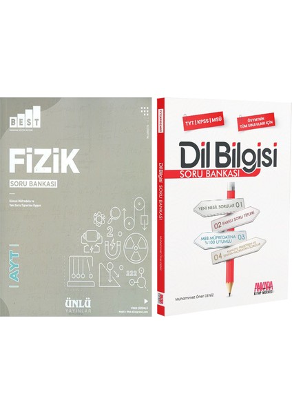 Ünlü Yayıncılık Ayt Fizik Best ve Akm Dil Bilgisi Soru Bankası Seti 2 Kitap