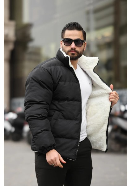 Erkek Içi Kürklü Çift Taraflı Giyilebilir Su ve Rüzgar Geçirmez Şişme Mont