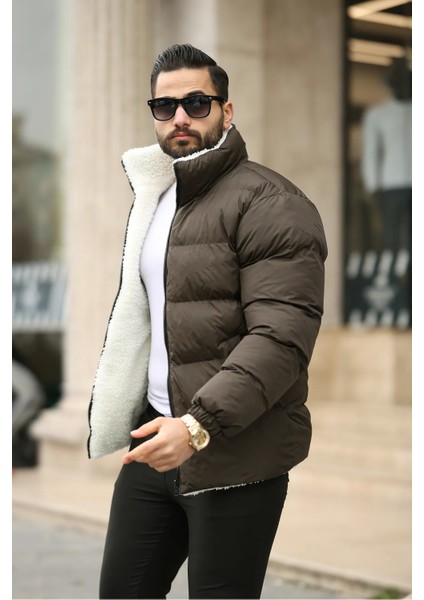 Erkek Içi Kürklü Çift Taraflı Giyilebilir Su ve Rüzgar Geçirmez Şişme Mont
