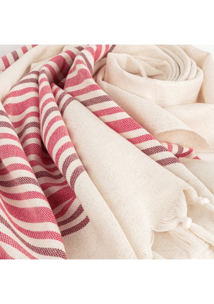 Hena Linen Peştemal Havlu - Premium Kalite, Çevre Dostu %70 Ham Pamuk %30 Keten - Bordo Fuşya fırsatları