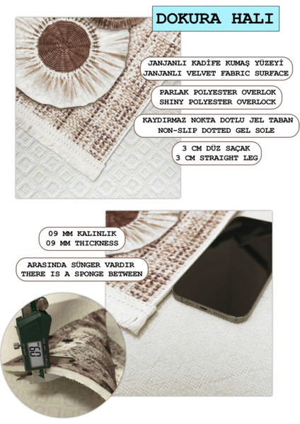 Dört Mevsim Makinede Yıkanabilir, Leke Tutmaz, Kaymaz Taban, Oturma Odası, Salon Halı, Koridor Halı