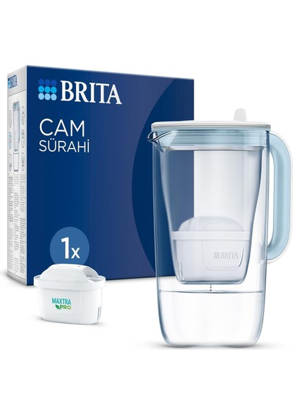 Su Arıtma Filtreli Cam Sürahi - Açık Mavi (2,5 L)