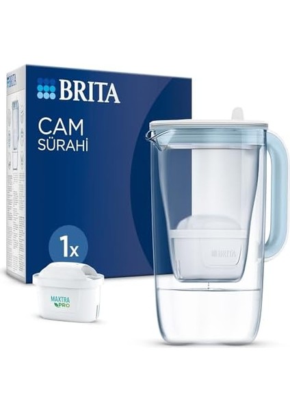 Su Arıtma Filtreli Cam Sürahi - Açık Mavi (2,5 L)