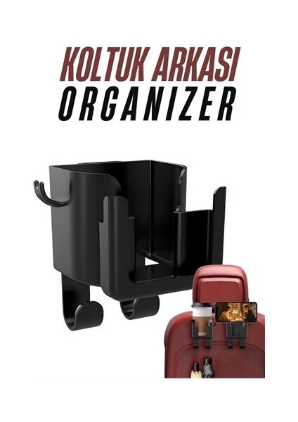 Modacar Araç Koltuk Arkası Organizer Bardak Telefon Tutucu
