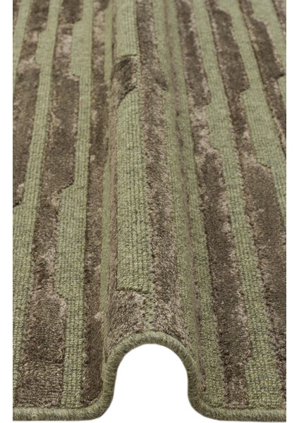 Znt 02 Green Dyed - Zenıth Dyed - Yüksek Alçak Dokulu Naturel Yün ve Viskon Modern Dokuma Halı