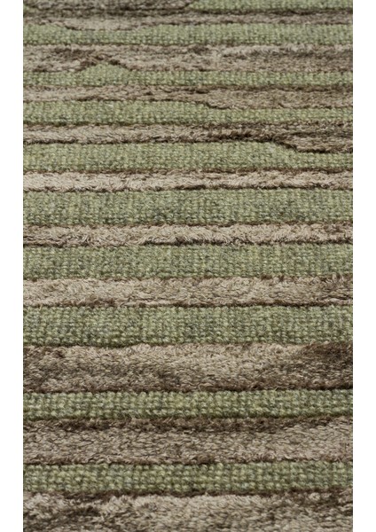 Znt 02 Green Dyed - Zenıth Dyed - Yüksek Alçak Dokulu Naturel Yün ve Viskon Modern Dokuma Halı
