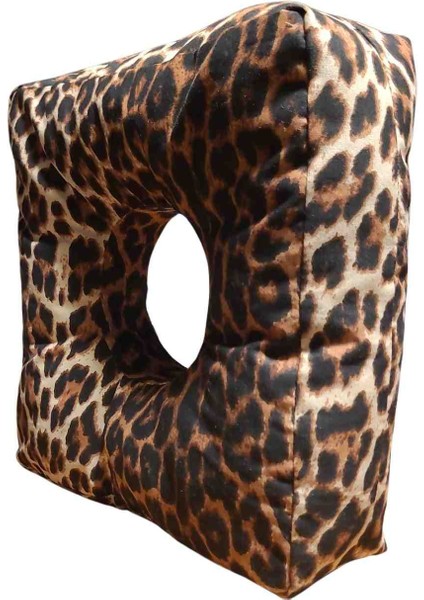 Leopar Desenli Piercing Yastığı, Kulak Boşluklu Yastık, Piercingli Kulak Için Yastık