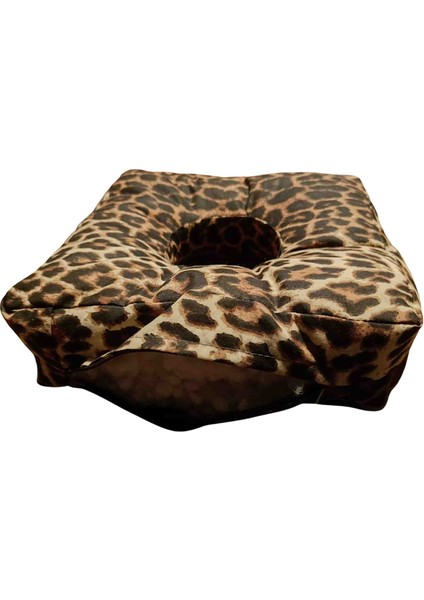 Leopar Desenli Piercing Yastığı, Kulak Boşluklu Yastık, Piercingli Kulak Için Yastık