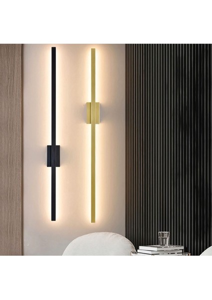 Modern Dekoratif Kılıç LED Duvar Aplik 70 cm Siyah Profil (Dikdörtgen Rozanslı) 3000K Sarı Işık fırsatları