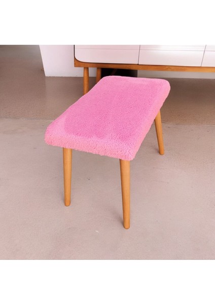Kozmetik Masası Oturağı , Çay Seti , Kedi Yatağı Kare Puf Berjer - Pembe