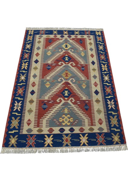 El Dokuma Yün Ince Basamaklı Balıkesir Yörük Kilimi 0139 - Yeni - Çok Renkli modelleri