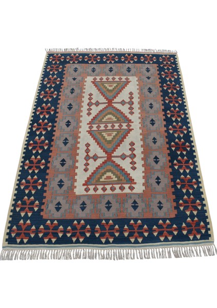 El Dokuma Yün Balıkesir Kilimi 0125 - Vintage - Çok Renkli