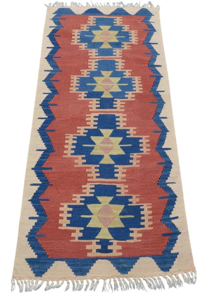 El Dokuma Yün Denizli Pamukkale Kilimi 0117 - Vintage - Çok Renkli fiyatları
