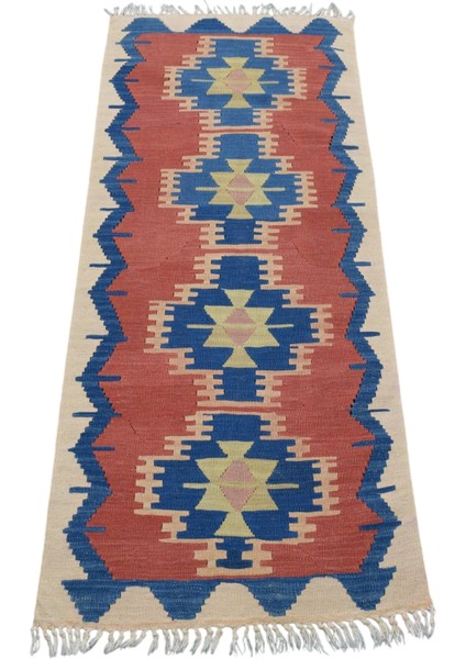 El Dokuma Yün Denizli Pamukkale Kilimi 0117 - Vintage - Çok Renkli modelleri