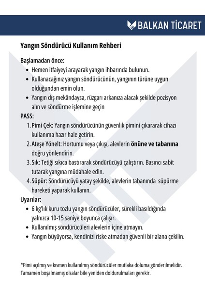 Tozlu Yangın Tüpü 4 Yıllık Ruhsata Uygun (Levha, Talimat) indirimleri