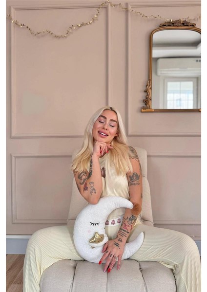 Vanilya Teddy Bear Desenli Örme Sıfır Kol Kadın Pijama Takımı modelleri