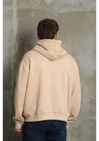 Erkek Basic Fermuarlı Kapüşonlu Oversize Hırka