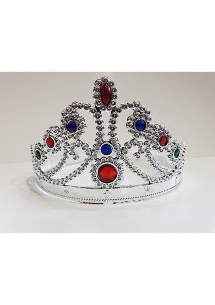 Gümüş Renk Plastik Prenses Tacı Kraliçe Tacı 60 cm (4172) modelleri