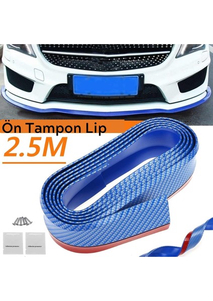 Mavi 2,5 Metre Araba Oto Ön Tampon Koruyucu Kauçuk Pratik Tampon Şerit Bant Döşeme Kiti (4172)