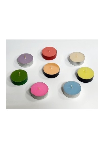 Renkli Tea Light 8 Parça Mum Çilek Kokulu (4172)
