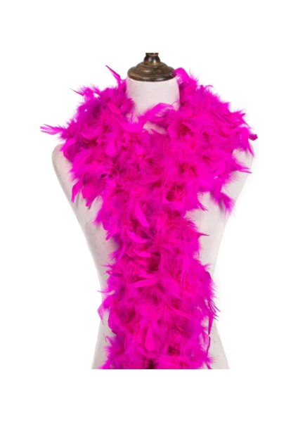 Fuşya Renk Kabarık Tüylü Otriş Boa Gerçek Tüy Dekorasyon 180 cm (4172) modelleri