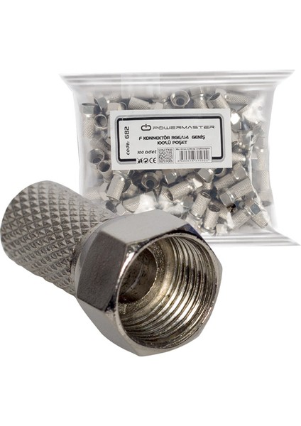 F Konnektör Rg6/u4 18MM Geniş 100LÜ Poşet - (4172)