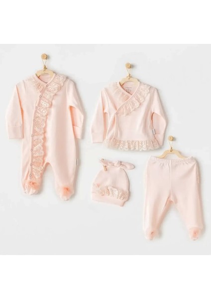 Newborn Chic Girl Tüllü 4'lü Hastane Çıkışı Salmon