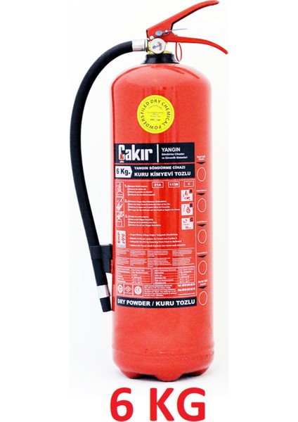 Çakır 6 kg Yangın Söndürme Tüpü - Kuru Kimyevi Tozlu Abc