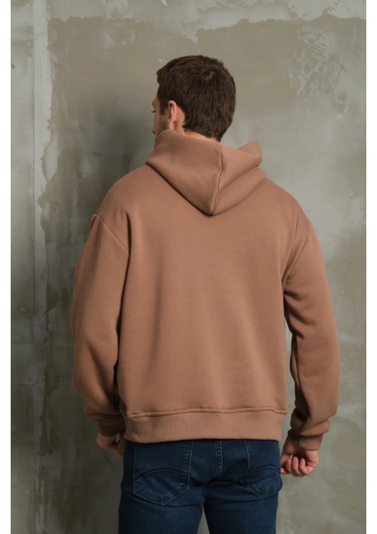 Erkek Basic Kapüşonlu Oversize Sweatshirt