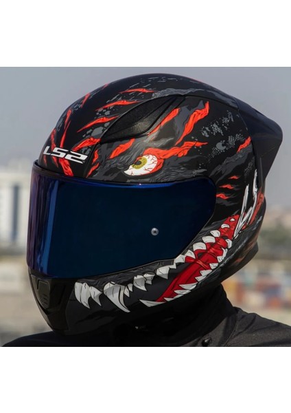 Rapıd 2 Race Kaıju Fullface Motosiklet Kaskı Mavi Camlı