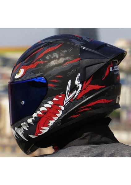 Rapıd 2 Race Kaıju Fullface Motosiklet Kaskı Mavi Camlı