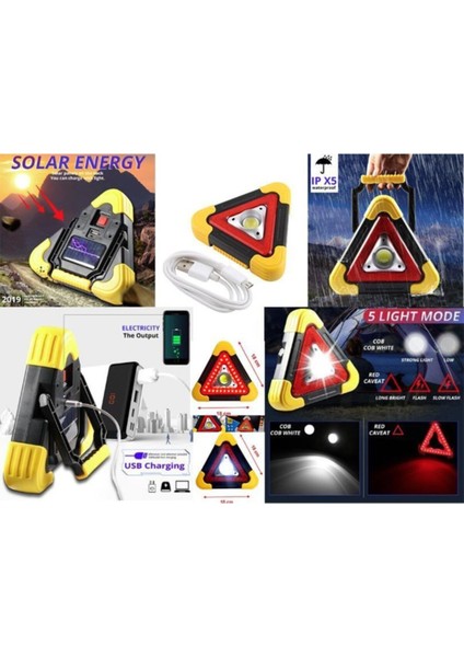 Su Geçirmez Kamp Feneri, Solar ve USB Şarjlı, Powerbank Uyumlu, LED Reflektör fiyatları