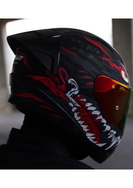 Rapıd 2 Race Kaıju Fullface Motosiklet Kaskı Kırmızı Camlı