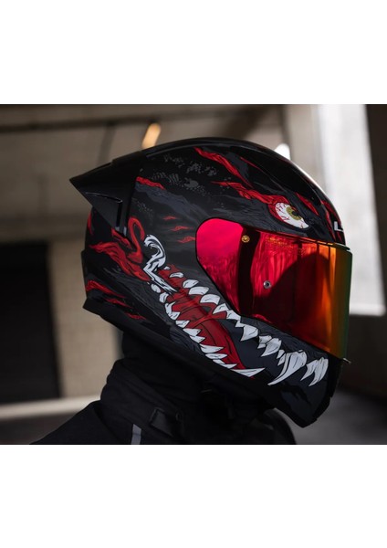 Rapıd 2 Race Kaıju Fullface Motosiklet Kaskı Kırmızı Camlı