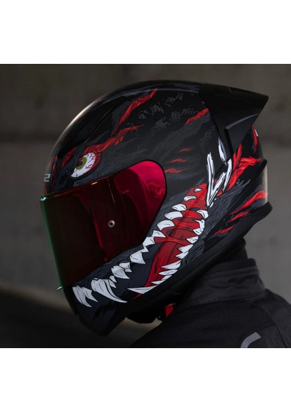 Rapıd 2 Race Kaıju Fullface Motosiklet Kaskı Kırmızı Camlı