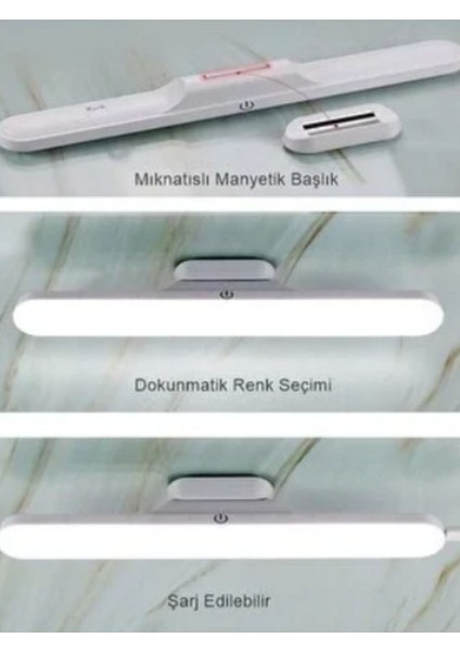 Şarjlı Martı Ledli Dokunmatik Aplik Tek Şarjda 8 Saat Çalışma 3 Farklı Renk Özelliği 6W