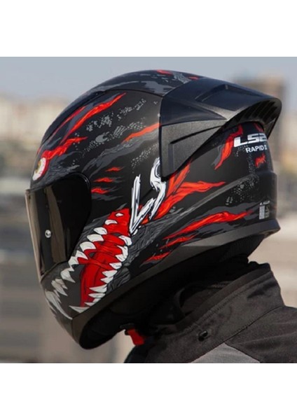 Rapıd 2 Race Kaıju Fullface Motosiklet Kaskı Siyah Camlı