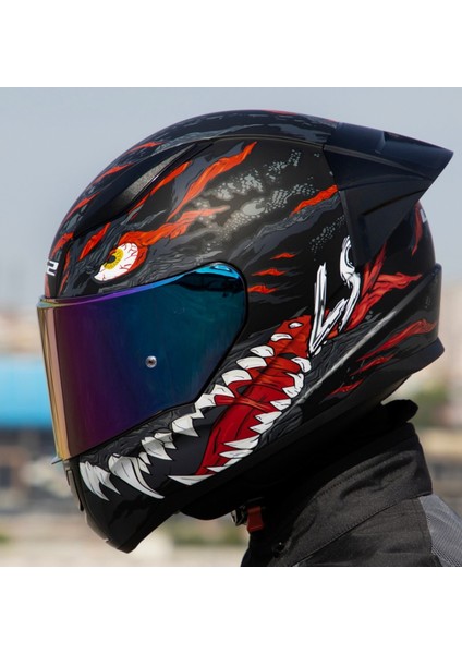 Rapıd 2 Race Kaıju Fullface Motosiklet Kaskı Gökkuşağı Camlı