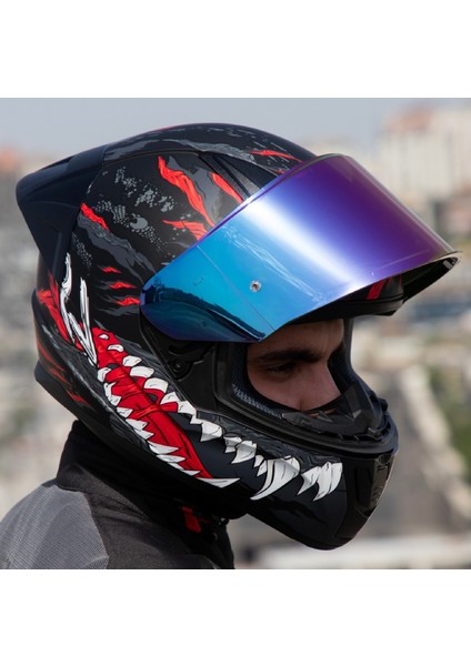 Rapıd 2 Race Kaıju Fullface Motosiklet Kaskı Gökkuşağı Camlı fiyatları