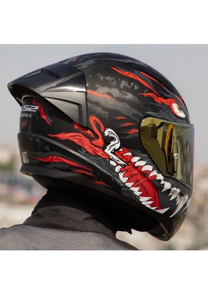 Rapıd 2 Race Kaıju Fullface Motosiklet Kaskı Gold Camlı fırsatları