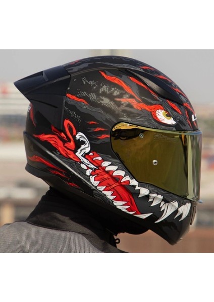 Rapıd 2 Race Kaıju Fullface Motosiklet Kaskı Gold Camlı
