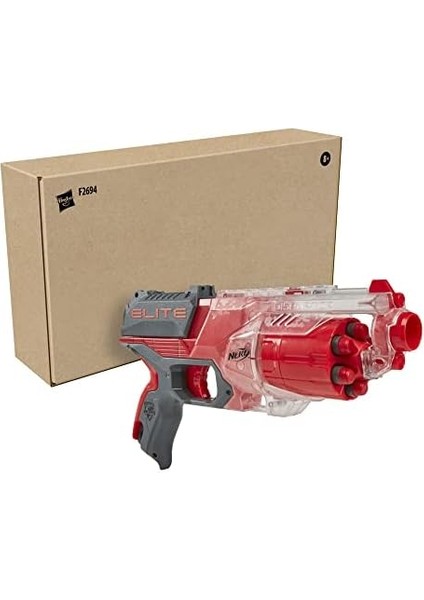 Elite Disruptor Blaster, 6-Dart Davul, 6 Elite Dart, Hızlı Ateş, Yarı Saydam Kırmızı