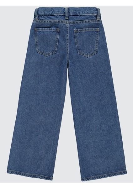 Kız Çocuk Pantolon 6-9 Yaş Mavi Normal Kalıp Düz Desenli Pamuklu modelleri