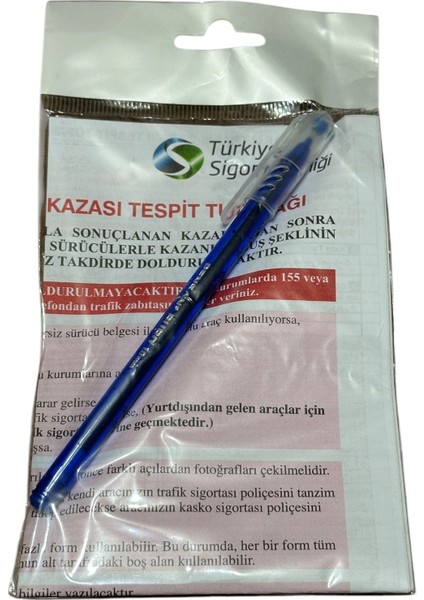 Kaza Tespit Tutanağı + Kalem 1 Adet