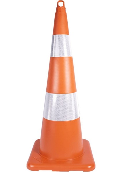 90 cm dayanıklı trafik konisi, çift reflektörlü, hafif ve güvenli kullanım sağlar