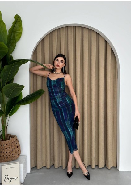 Ip Askılı Streç Tül Midi Elbise modelleri