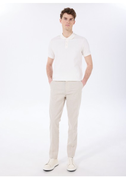 Bej Erkek Basic Çizgili Chino Pantolon F5SM-PNT 2303