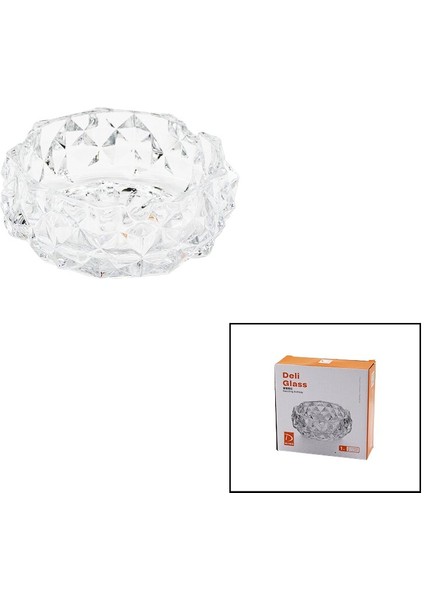 Küçük Cam - Dıamond Kristal Şekil Yuvarlak Küllük Çap: 11.2cm - D: 4.4cm GO5060GOK223012