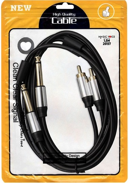 LD398 2x 6.3mm Mono Erkek + 2x Rca Erkek 1.5 Metre Kablo (4172)