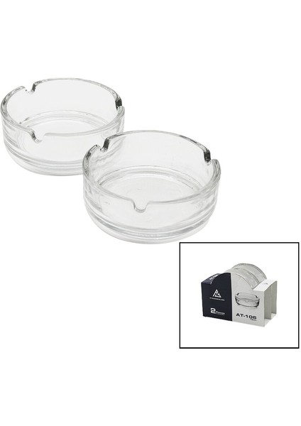 2pcs 10CM Cam - Düz Yuvarlak Küllük (4172)